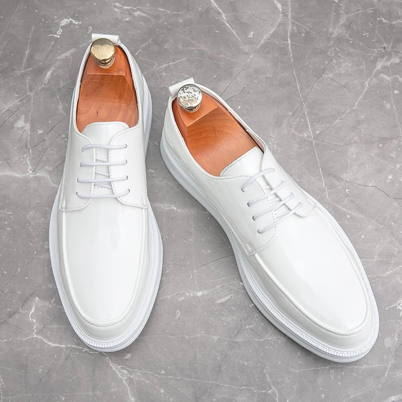 White Classic Office Men Shoes Wedding Men Formal Shoes Luxury Fashion Groom Wedding Shoes Men Oxford Shoes Dress Leather Shoes