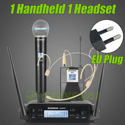 SENNESAI GLXD24 B58 Professional Dual Wireless Microphone 600-699MHz System Stage Performances UHF Dynamic 2 Channel Handheld