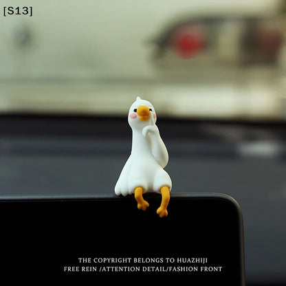 Resin Cartoon Animal Decor For Desk Car Dashboard TV Monitor Gift Idea Cute 3D Duck Figurine Mini Resin Duck Ornament Playful[Q]