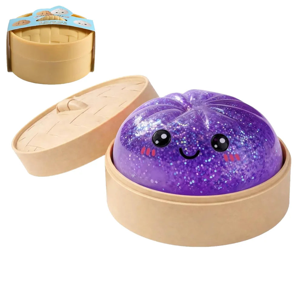 //Hot Glitter Dumpling Squishy with Box Dumplings Sensory Squeeze Toy for Stress Relief Fans Gift