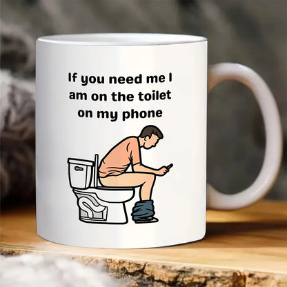 1pc, Funny Toilet Cup, Ceramic Coffee Cup Double-Sided Design, White Tea Cup for Hot Or Cold Drinks, Desk Decoration, If You Nee