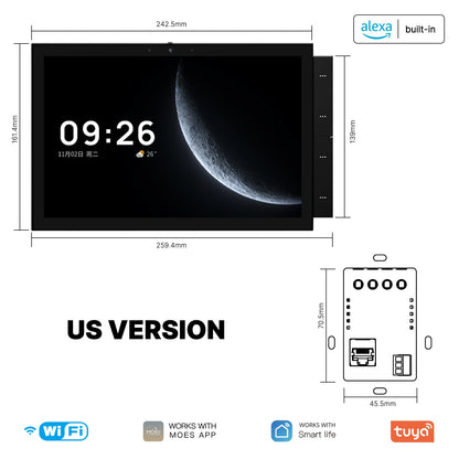 MOES Tuya Smart Home Control Panel Max 10.1inch Touch Screen with Bluetooth Zigbee Gateway Built-in Building Intercom Compatible
