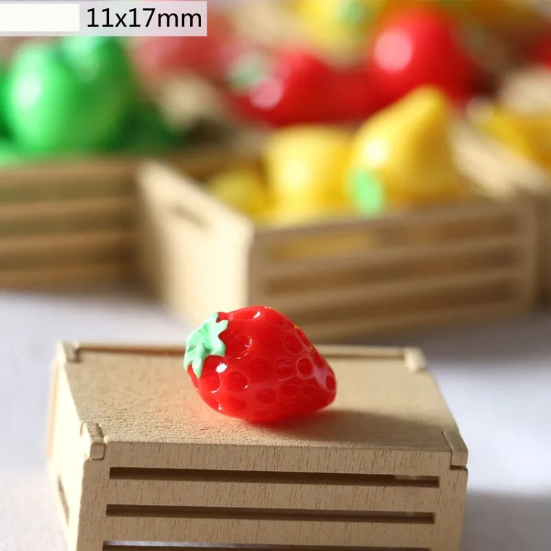 100pcs 3D Mini Resin Simulation Banana Charms DIY Children's Miniature Fruit Models for Craft Making Kitchen Toys For Dollhouse