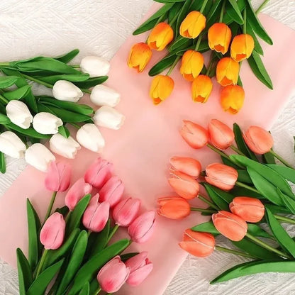 Artificial Flowers Tulip Bouquet Fake Flowers Wedding Garden Decoration Outdoor Home Garden Bouquet Vase Decor Plants