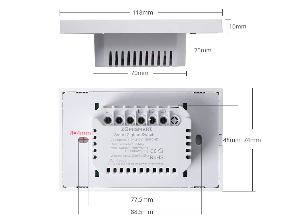 Zemismart Zigbee US AU Wall Light Switch No Neutral 1 2 3 Gangs Black Interruptor Work with Tuya Alexa Google Home Voice