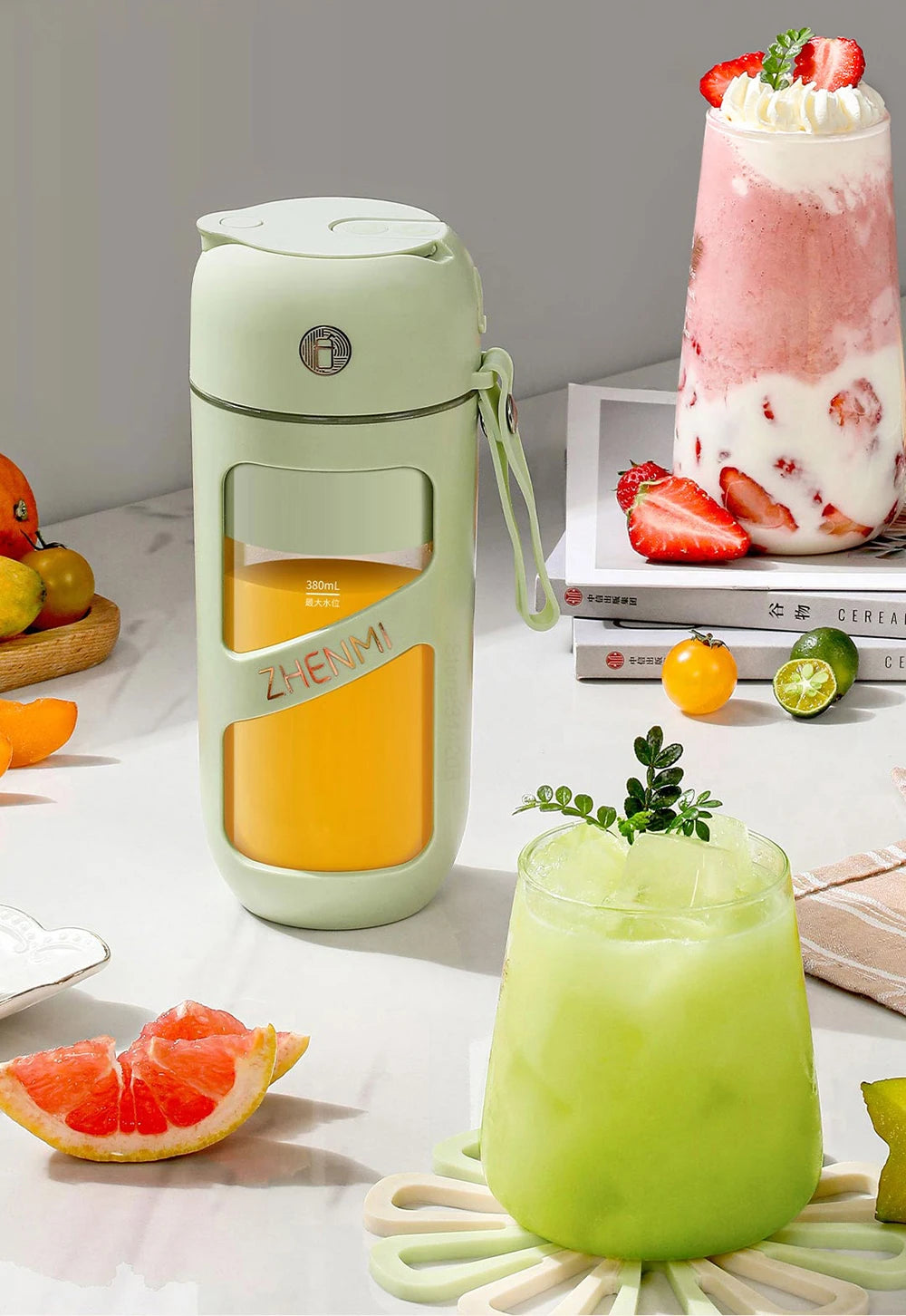 ZHENMI Portable Vacuum Juicer Crushed Ice Mixer Electric Mini Blender Fruit Vegetables Quick Juicing Kitchen Food Processor