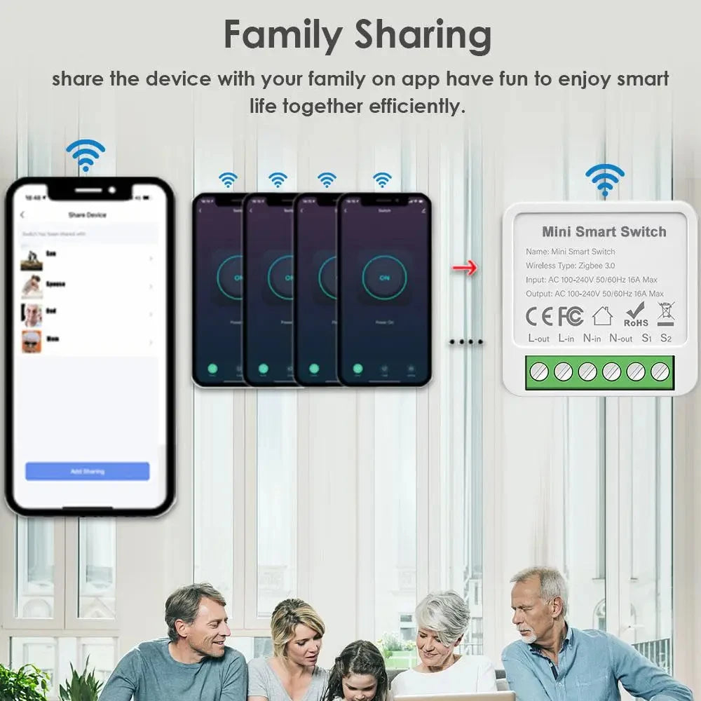 Mini Zigbee 3.0 WIFI Tuya Smart Switch 2-Way Control Relay Breaker Smart Life Home Automation Support Alexa Google Assistant