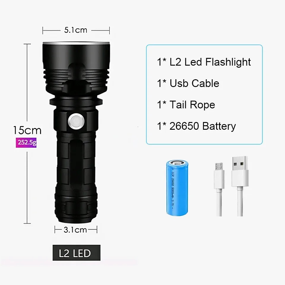 Tactical Torch High Power XHP70 LED Flashlight USB Rechargeable Lantern Waterproof Lamp Ultra Bright Lantern For Camping Outdoor