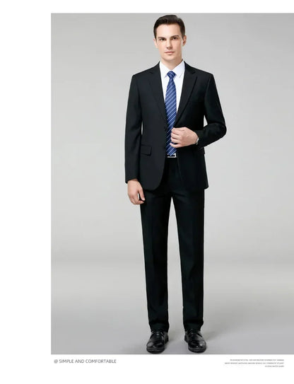 Suit S-8XL (Blazer+ Trousers) Men's Fashion Business Plus Size Gentleman's Casual Shirt for Work Slim-fit Wedding Formal Suit