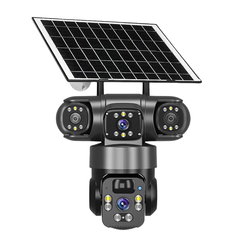 15MP IP Camera WiFi PTZ Three Camera Outdoor Wireless Solar 20000Mah Built-in Battery Video Surveillance Cam Long Time Standby