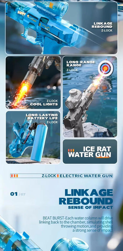 MK9 Pulse Children Electric Water Gun Automatic Water Absorption Induction Flash Light Spray Guns Summer Outdoor Toys for Kids