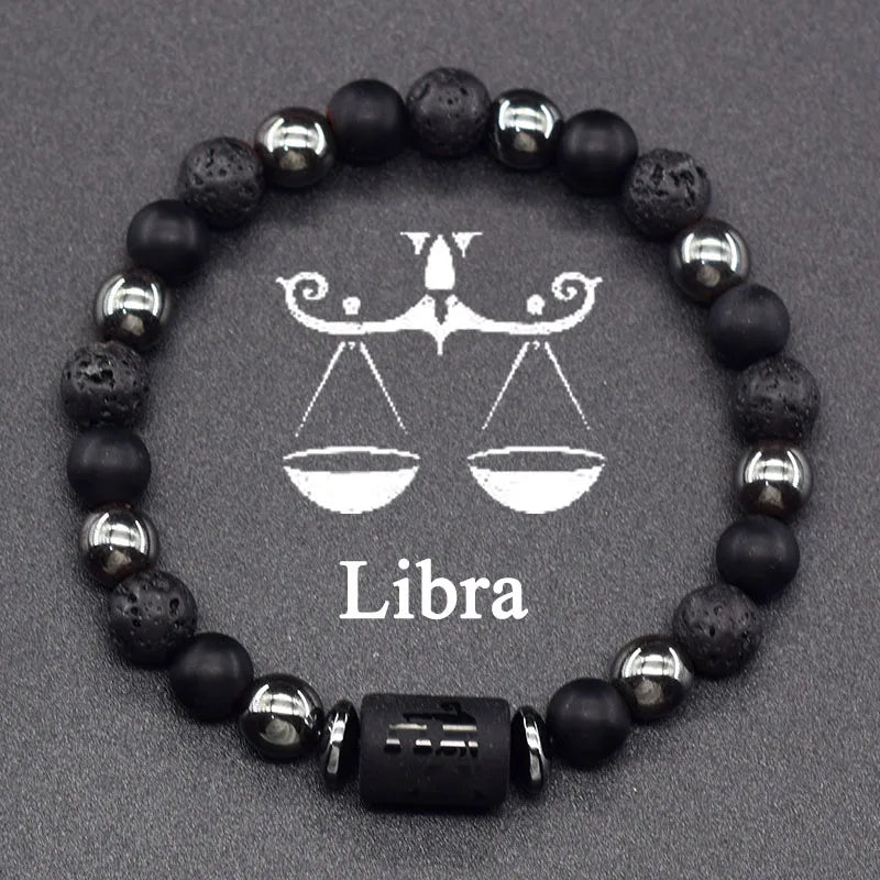 12 Zodiac Constellation Signs Bracelets for Men Women Real Natural Tiger Eye Stone Bead Bracelet Leo Taurus Charm Couple Jewelry