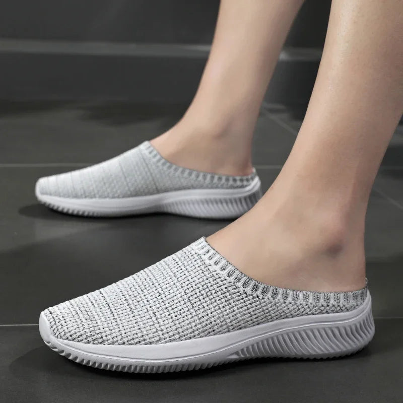 Summer Men Casual Shoes Mesh Loafers Breathable Half Slippers Outdoor Indoor Women Comfortable Fashion Couple Walking Sneakers
