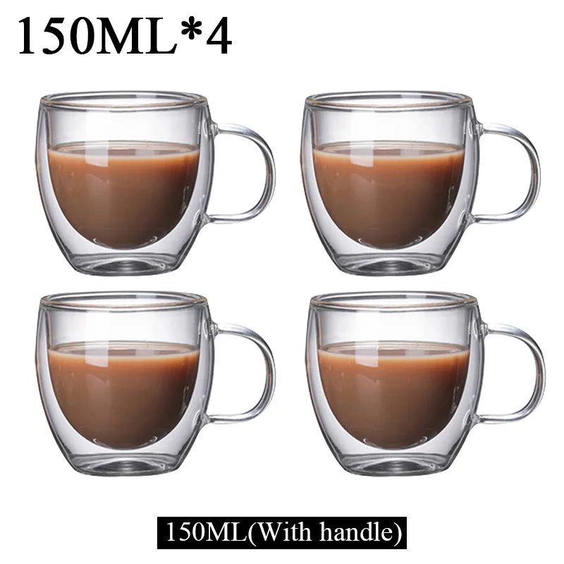 2-18PCS Double Wall High Borosilicate Glass Mug Heat Resistant Tea Milk Juice Coffee Water Cup Bar Drinkware Gift Creativity Set