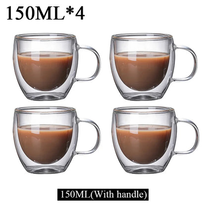2-18PCS Double Wall High Borosilicate Glass Mug Heat Resistant Tea Milk Juice Coffee Water Cup Bar Drinkware Gift Creativity Set