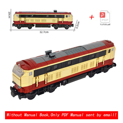 Vintage Dual Cab Train MOC Blocks, Detailed Retro Railway Locomotive, Educational DIY Toy for Train Fans, No Paper Manual