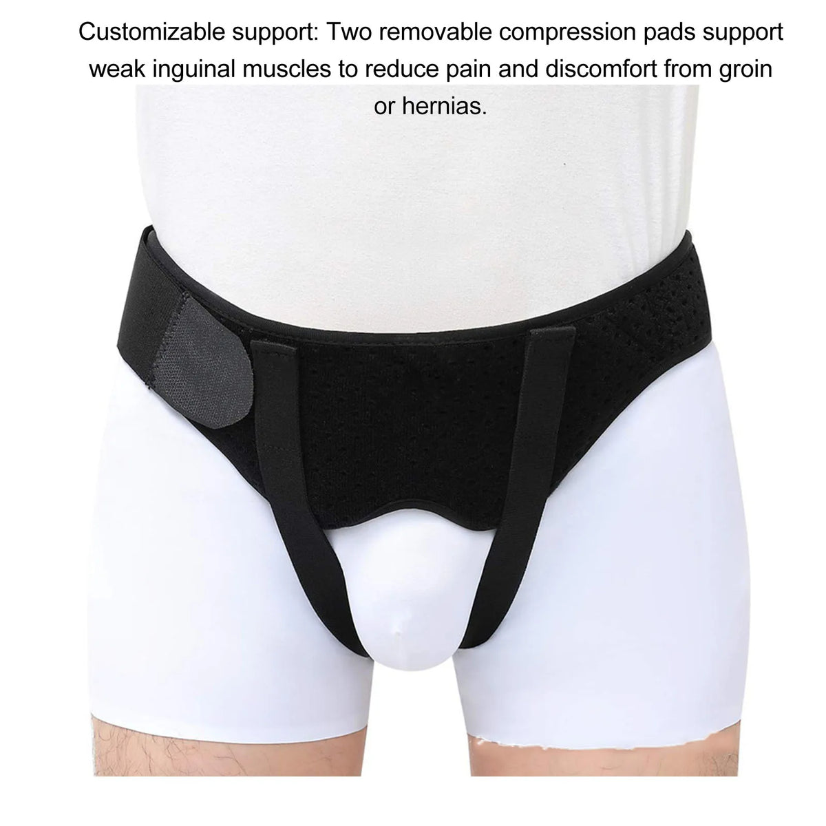 Intestinal Hernia Fixing Belt Nylon Fabric Good Support Breathable PU Foam Pad Black Men Inguinal Hernia Band for Body Care