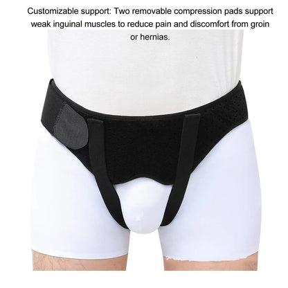 Intestinal Hernia Fixing Belt Nylon Fabric Good Support Breathable PU Foam Pad Black Men Inguinal Hernia Band for Body Care