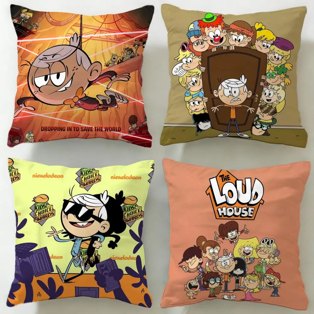 Popular Cartoon The Loud House Cushion Cover Soft & Easy-Wash Pillow Case – Versatile for Couch, Bed, Travel and Office