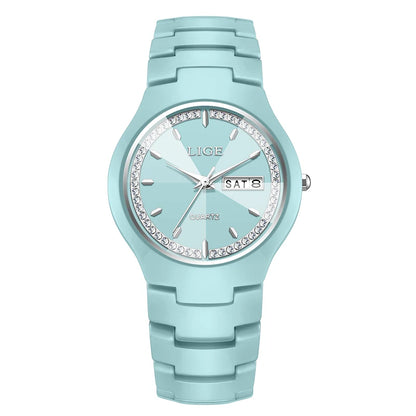 LIGE Women's wristwatch elegant women's watch ceramic quartz waterproof clock week calendar fashion Watch for Women reloj mujer