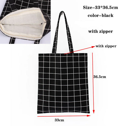 Canvas Cotton bag grocery handbag Foldable Fabric tote bag portable Storage organizer Shopping bag for woman Cloth organizer bag