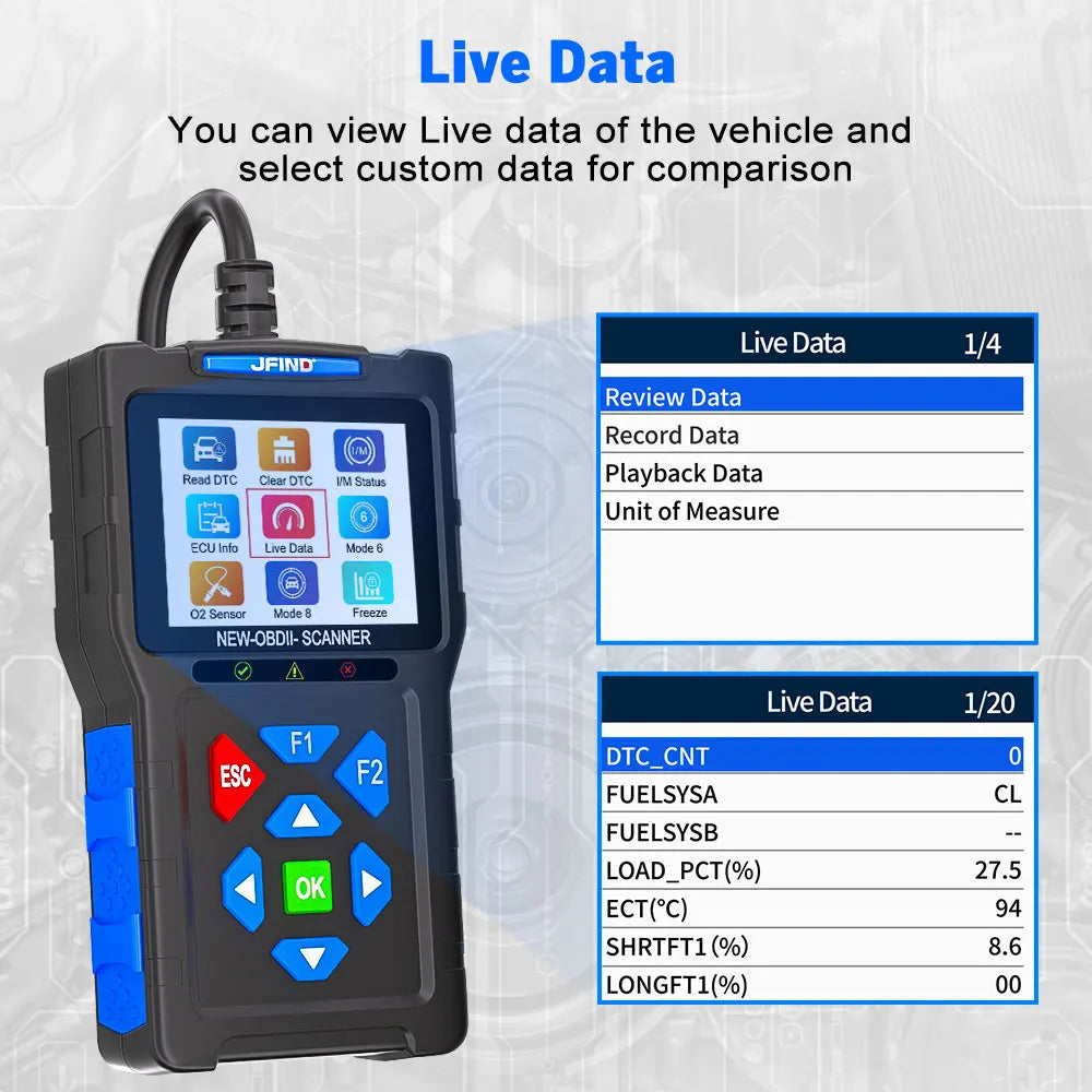 OBD2 Scanner Fault Code Reader JFIND JF700 Car Motorcycle OBDII Diagnostic Tools Voltage Charging Test for Yamaha Honda ELM327