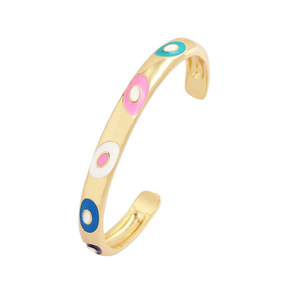 Fashionable Multicolor Gold Plated Gemstone Charm Bangle,Fine Colorful Enamel Open Adjustable Bracelet Jewelry Supply  Q35