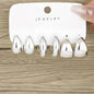 6Pcs/set Stainless Steel Crystal Zirconia Hoop Earring for Women Metal Circle Geometric Cartilage Piercing Earrings Set Jewelry