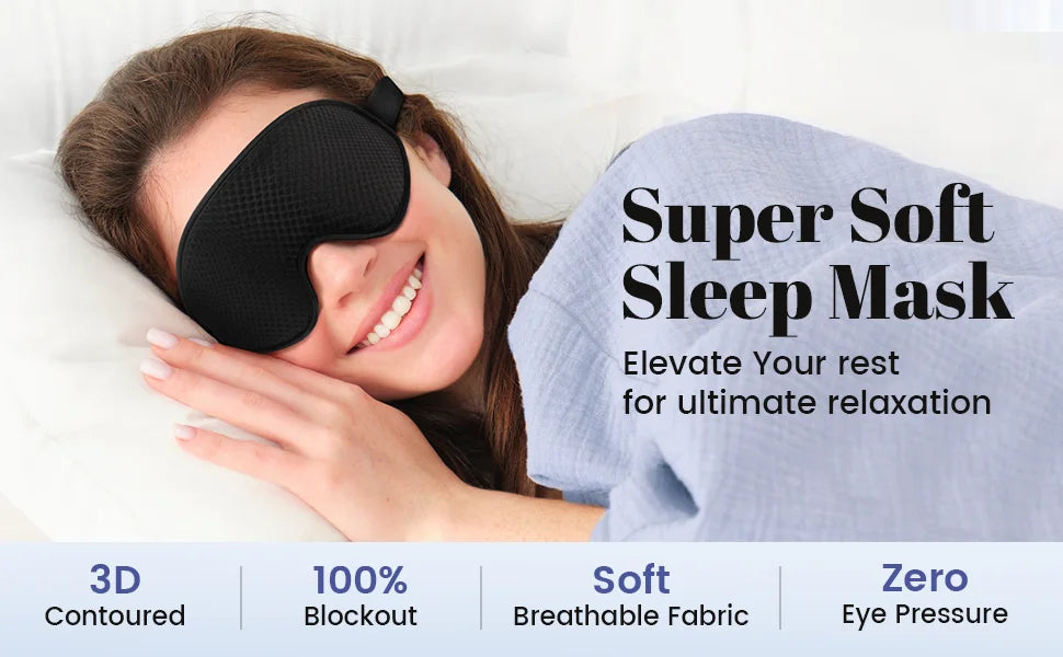 Sleep Mask ,Blackout Eye Masks for Sleep - 3D Breathable Soft Comfortable Eye Mask With Noise-cancelling earplugs