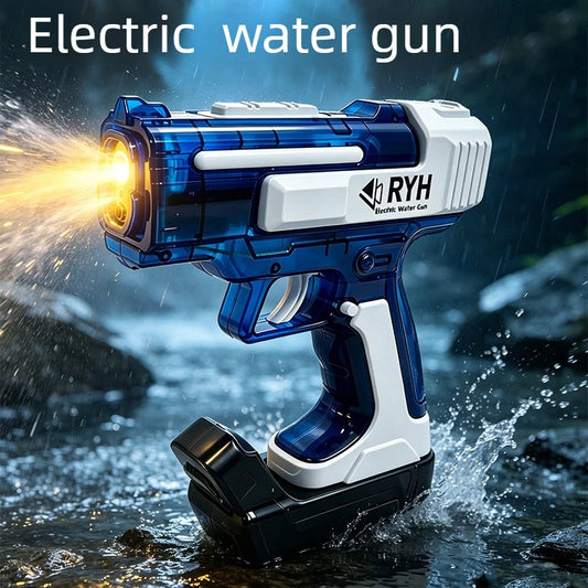 Electric Water Gun with Lights Continuous Firing Squirt Gun Long Range Shooting Watergun Mist Spray Water Pistol Outdoor Toy