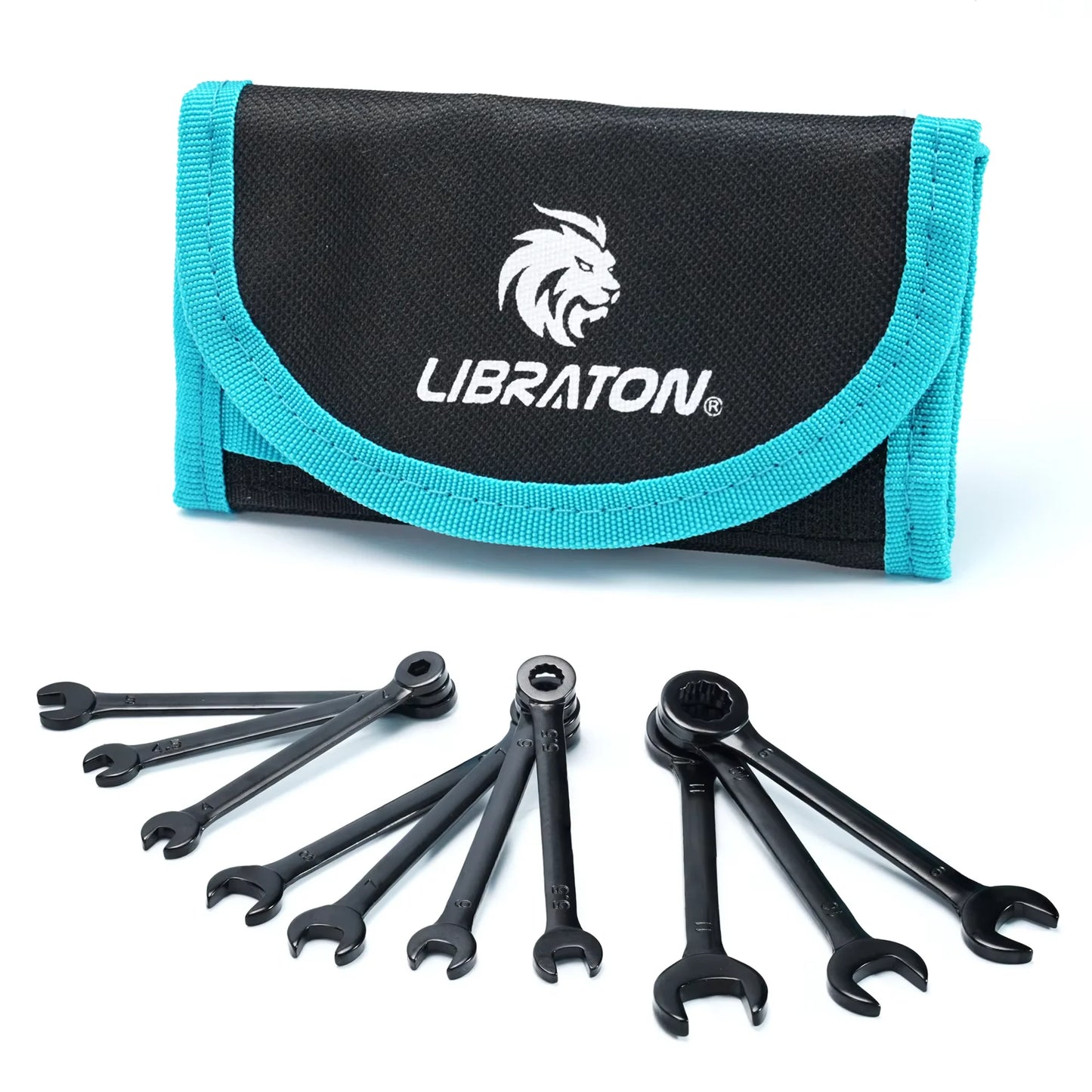 LIBRATON 20-częściowy zestaw kluczy nasadowych metrycznych 4-11 mm i calowych 5/32"-7/16", dwustronnych (płaskie i oczkowe), stal węglowa, lekki futerał organizacyjny