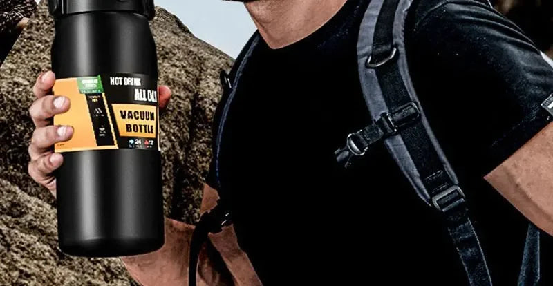 Stainless Steel Vacuum Bottle Large Capacity 1.2L/1.5L Insulated Thermo Water Flask Dual Use Lids Direct Straw Sport Gym Tumbler