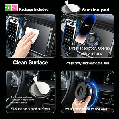 Upgraded Foldable Magnetic Car Phone Holder – N52 Magnet, 360° Rotatable, Dashboard Suction Cup, ABS, with Wrench & Mount Pad