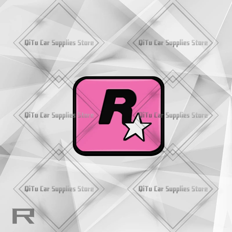 Zinc Alloy GTA Game R Star Badge Car Trunk Emblem 3D Grille Sticker For Opel Skoda Kia Dacia Fiat Abarth Peugeot Hyundai Styling