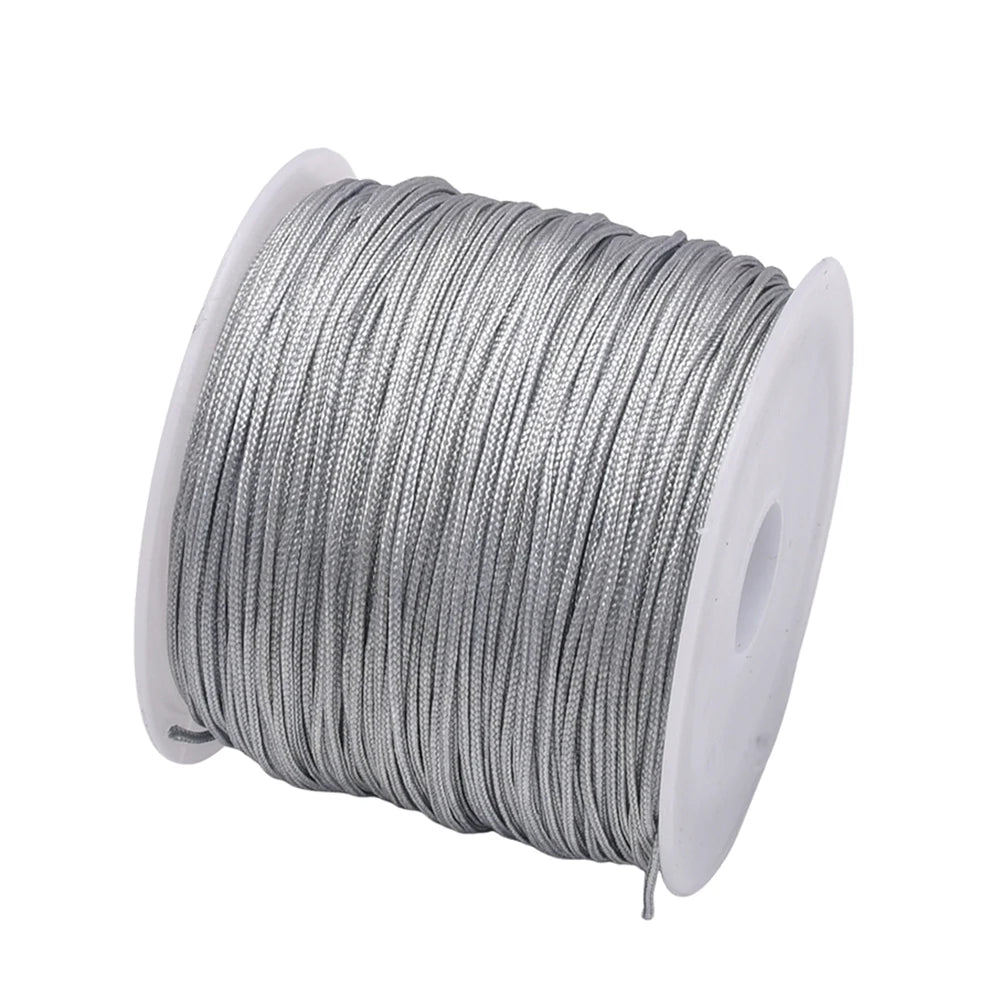 50Yards 0.8mm Nylonowy Sznurek Rzemieślniczy Do Produkcji Biżuterii Koraliki Pleciony Nylonowy Satynowy Sznurek Do Bransoletek Ogon Szczura Ozdoba Chiński Węzeł