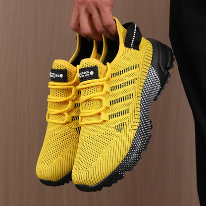 Men's Breathable Running Shoes Anti Slip Casual Fashionable Outdoor Training Hiking Shoes Outdoor Knitted Lace Up Men's Shoes