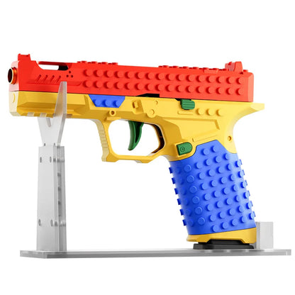 Hanging Toy Gun Continuous Firing Building Block Pistol Shell Throwing Airsoft Blowback Empty Outdoor CS Weapon for Boys Adult