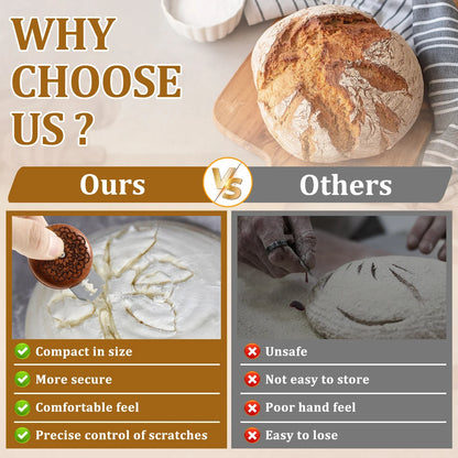 Bread Lame Dough Score Cutting Tools Wooden Scraper French Bakery Lame With 5 Blades Knife Arc Curved Slicer Cutter Bake Tools