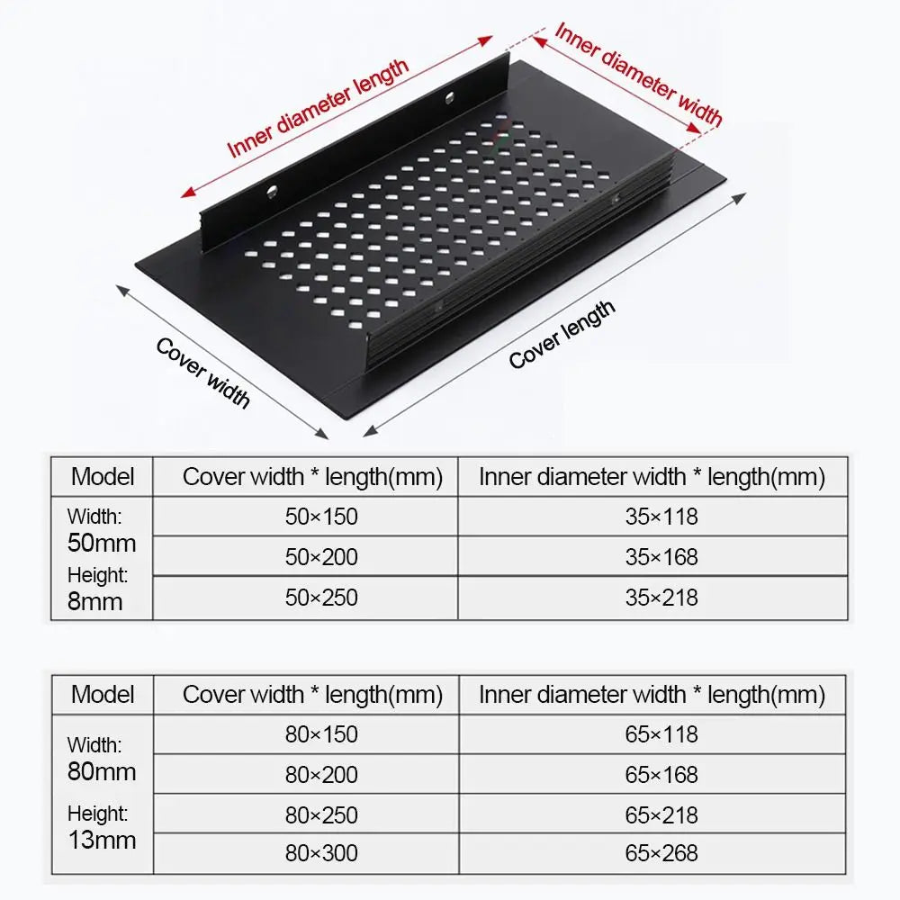 2Pcs/set Aluminum Alloy Vents Cover Rectangle 50/80mm Wide Air Vent Decor Breathable Mesh Louver Ventilation Grille