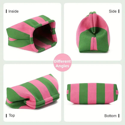 Women's Striped Beach Clutch Bag Versatile Small Woven Crochet Handbags Purses Knitting Dumpling Clutch Casual Bag