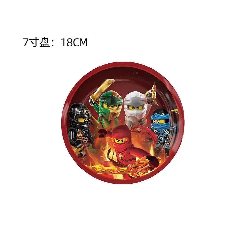 Ninjas Birthday Party Decoration Set Tableware Tablecloth Cup Plate Balloon Cake Topper Candy Boxes Party Favors Supplies Gifts