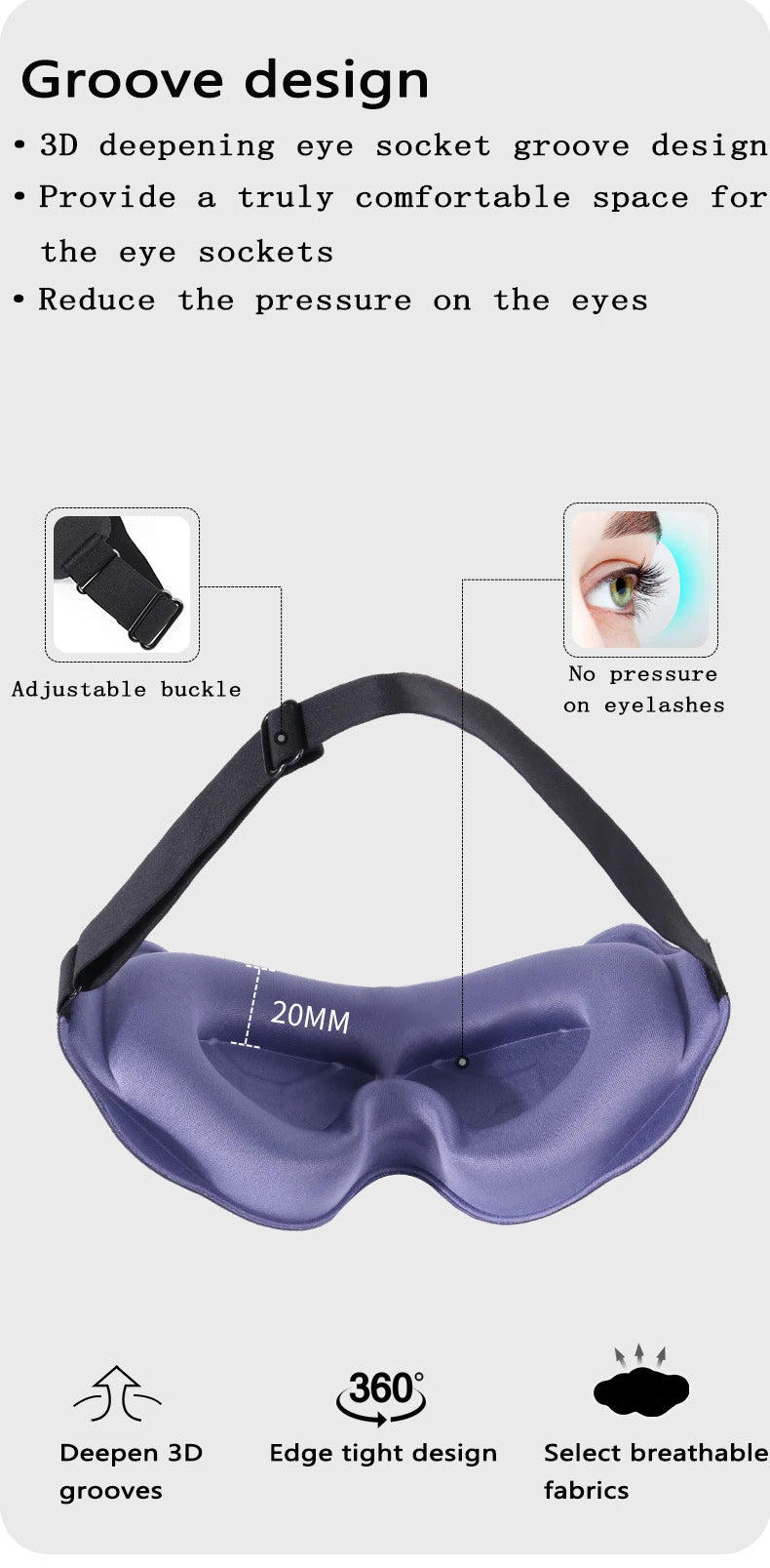 3D Sleeping Mask Block Out Light Sleep Mask For Eyes Soft Sleeping Aid Eye Mask for Travel Eyeshade Night Breathable Slaapmasker
