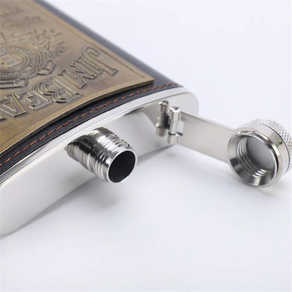 Stainless Steel Wine Bottle with Patch, Outdoor Portable On-the-go Wine Bottle, Small Diameter, High Color