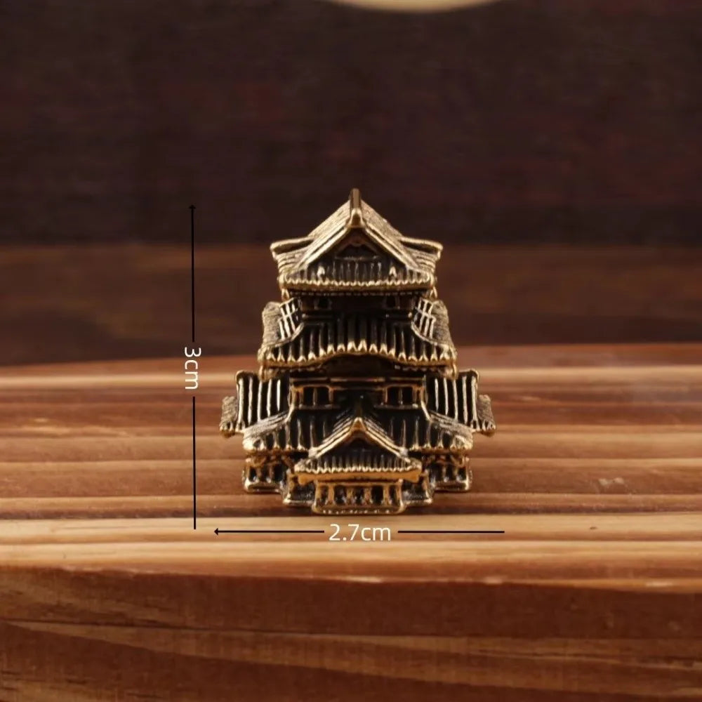 Retro Brass Micro Landscape Chinese Rockery Ancient Pavilion Ancient Architecture Miniature Model Bonsai Fish Tank Decoration