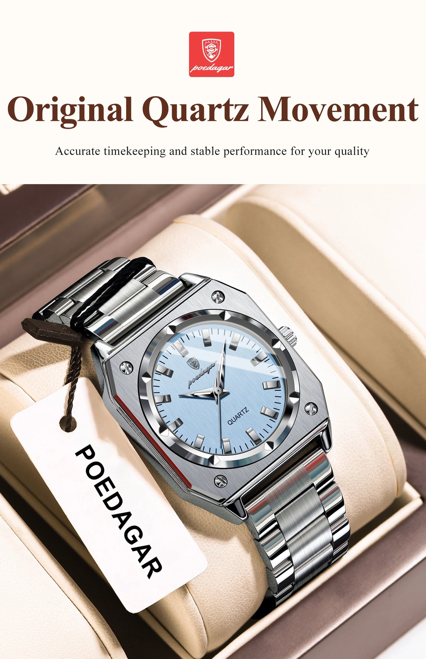 POEDAGAR Square Luxury Ladies Watch Waterproof Stainless Steel Luminous Fashion Woman Watch Elegant Quartz Women's Watches Reloj