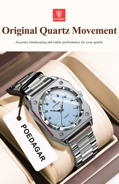 POEDAGAR Square Luxury Ladies Watch Waterproof Stainless Steel Luminous Fashion Woman Watch Elegant Quartz Women's Watches Reloj