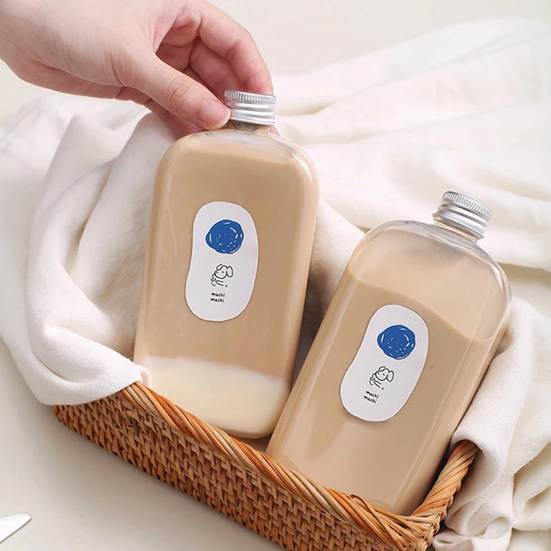 400mL Plastic Beverage Bottles Durable Water Containers with Secure Lids for Drinking Storage