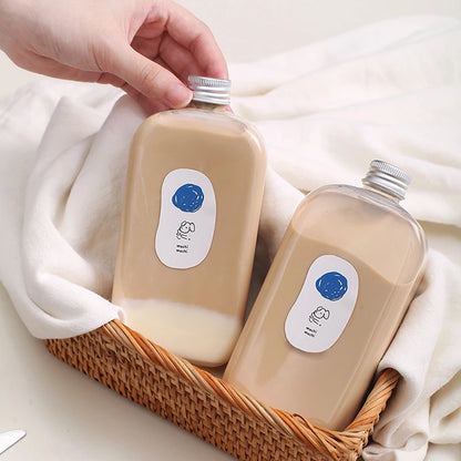 400mL Plastic Beverage Bottles Durable Water Containers with Secure Lids for Drinking Storage