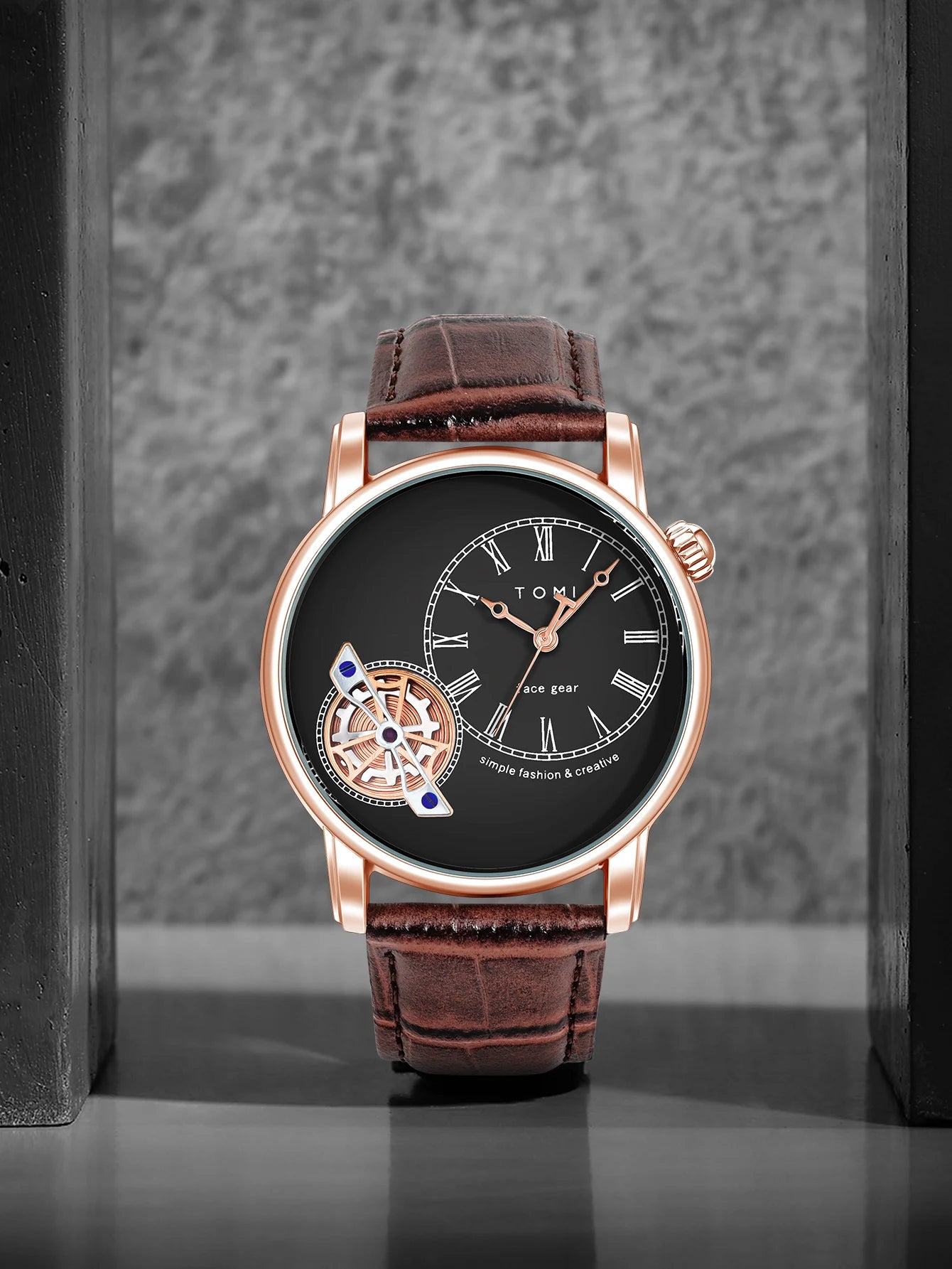 TOMI Set Gift Box Luxury and Fashionable Men's Quartz Watch Leisure Calendar Double Strap Quartz Watch Festival Gift