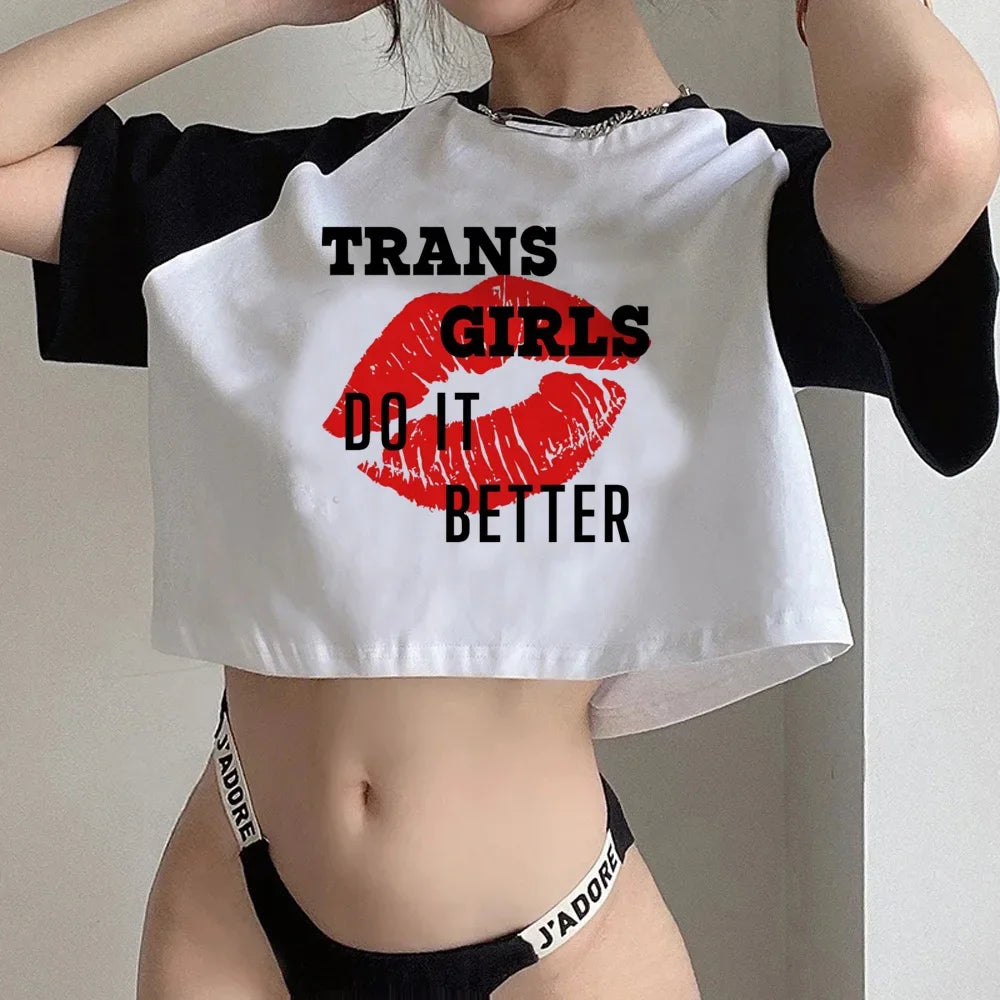 90s Femboy fairycore goth crop top Woman gothic  manga korean fashion graphic  t-shirts cropped
